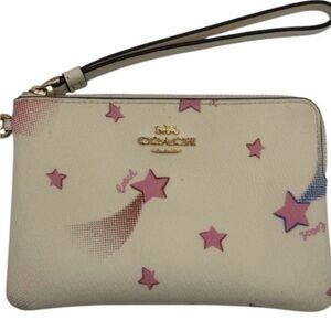Coach Cream Wristlet with Pink and Blue Stars